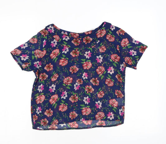 Womens UK Size S Urban Outfitters Blue Cropped Blouse