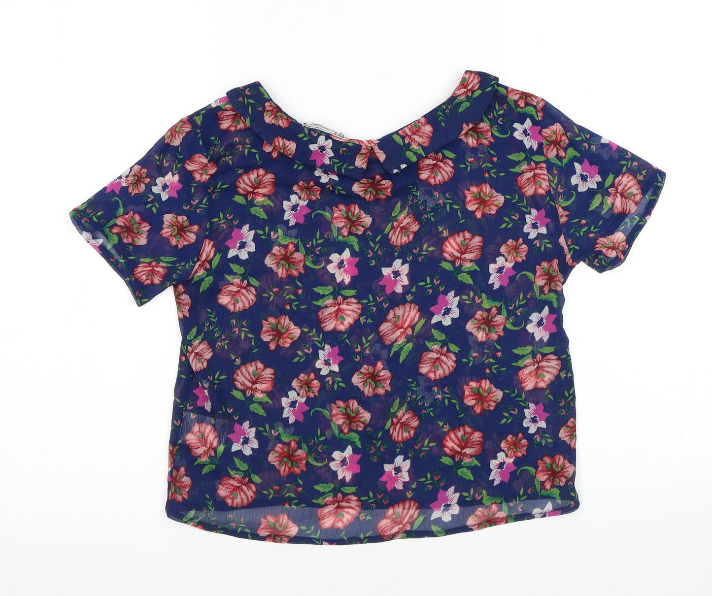 Womens UK Size S Urban Outfitters Blue Cropped Blouse
