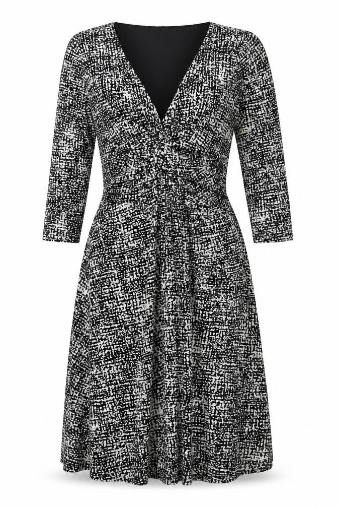 Phase Eight Womens Black Geometric Polyester A-Line Size 10 V-Neck Pullover