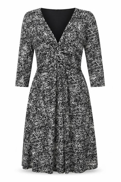 Phase Eight Womens Black Geometric Polyester A-Line Size 10 V-Neck Pullover
