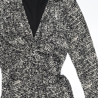 Phase Eight Womens Black Geometric Polyester A-Line Size 10 V-Neck Pullover