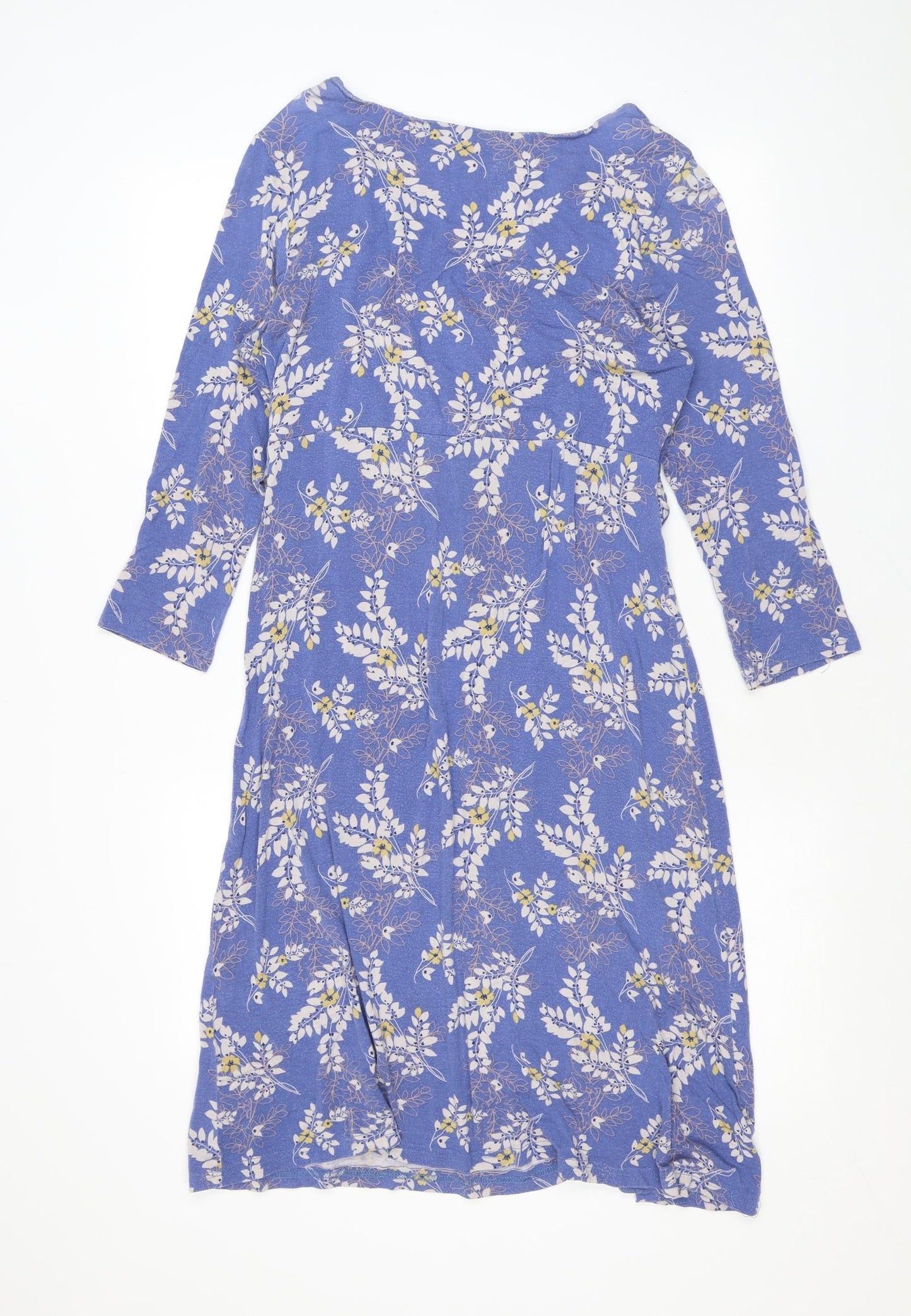 Lily & Me Womens Blue Floral Viscose Skater Dress Size 12 V-Neck Pullover