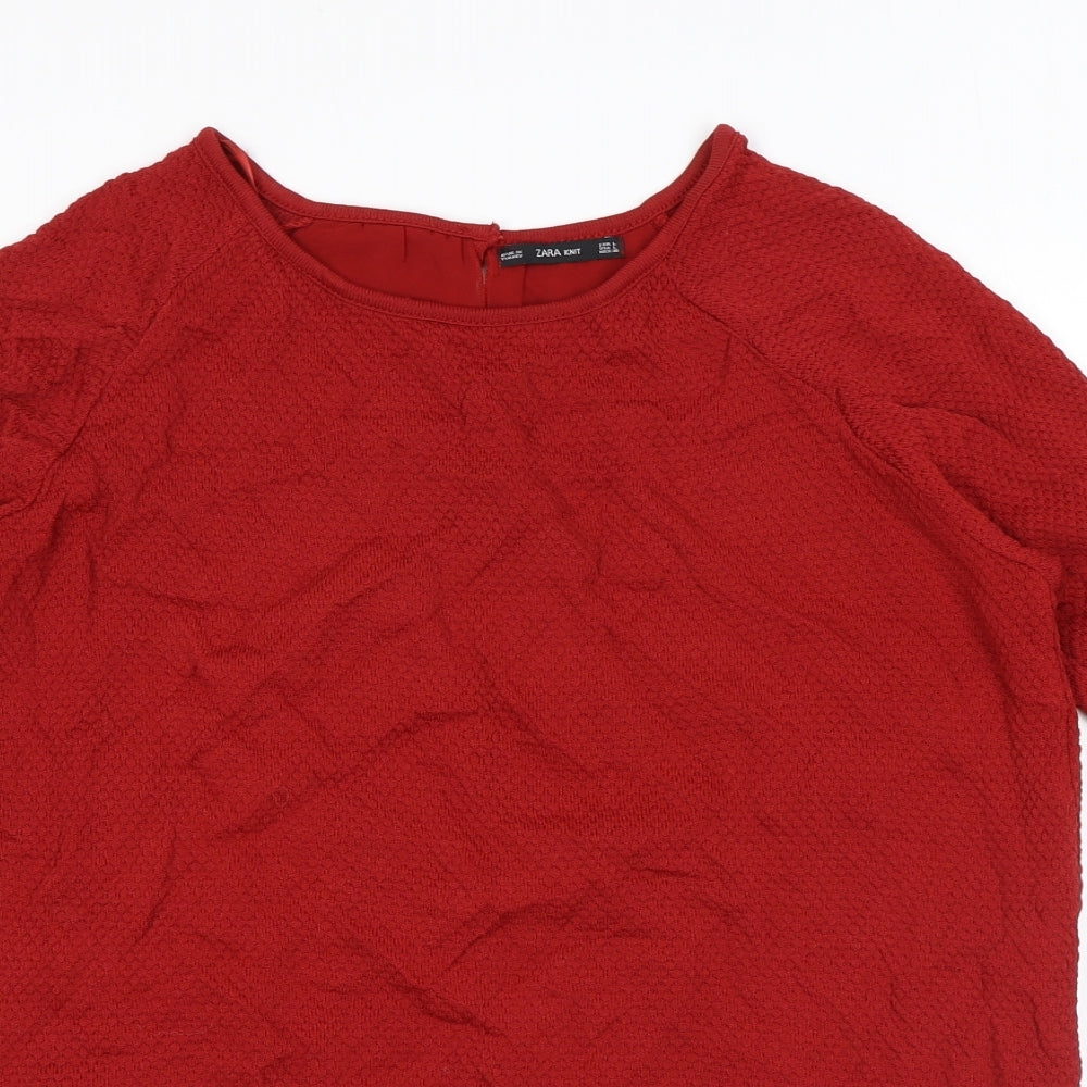 Womens UK Size L Zara Red Pullover Jumper