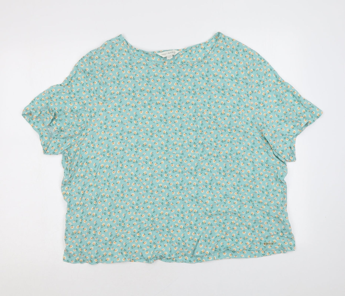 Womens UK Size 12 Marks and Spencer Green Basic T-Shirt
