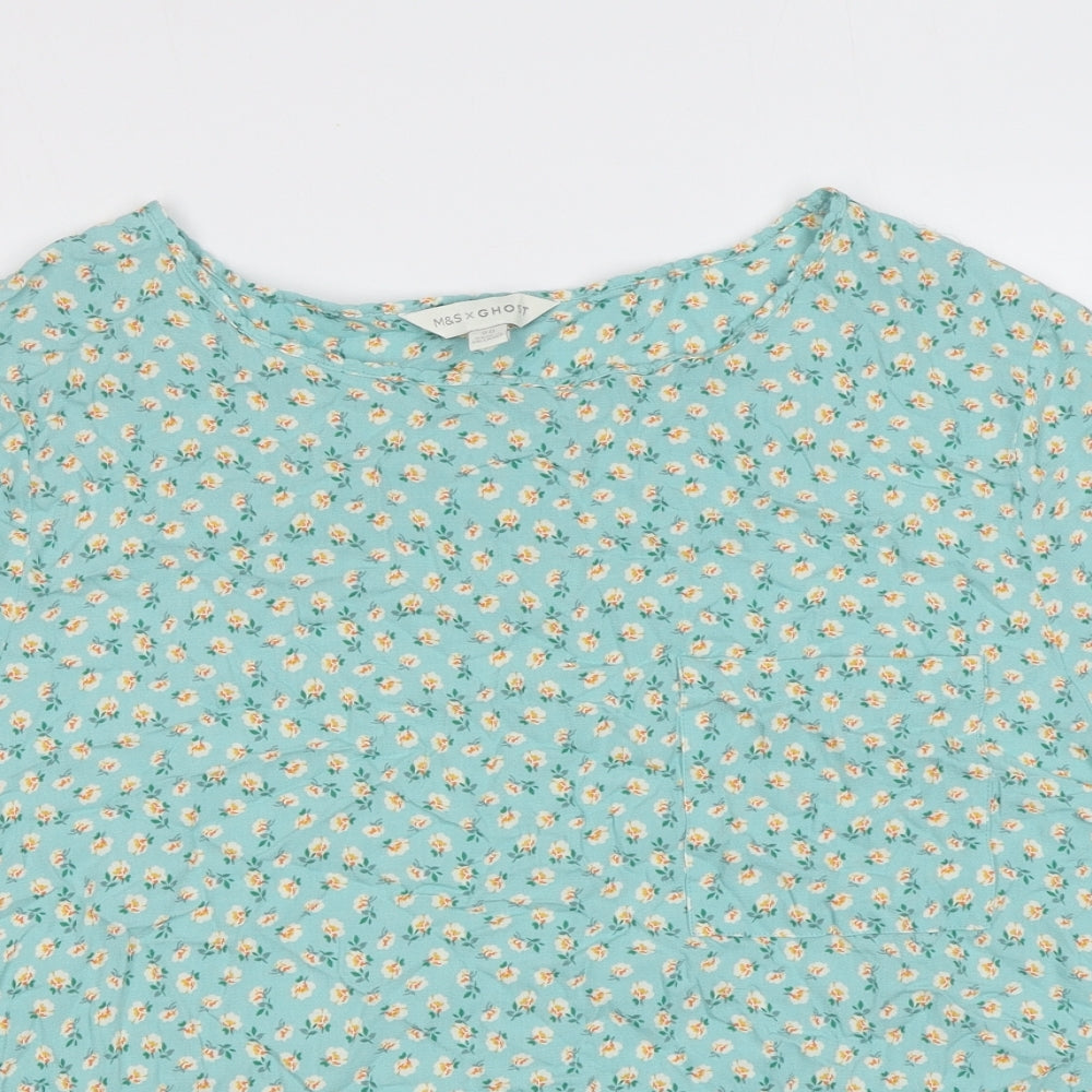 Womens UK Size 12 Marks and Spencer Green Basic T-Shirt