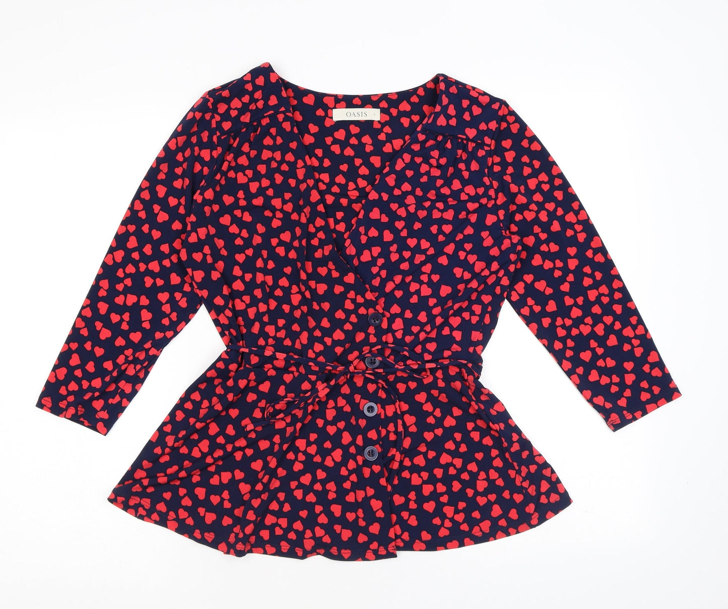 Womens UK Size S Oasis Blue Wrap Blouse