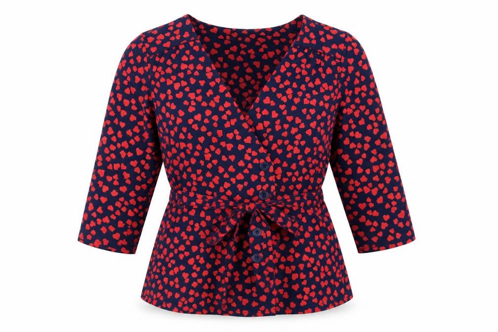 Womens UK Size S Oasis Blue Wrap Blouse