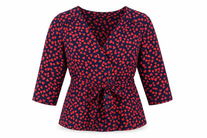 Womens UK Size S Oasis Blue Wrap Blouse