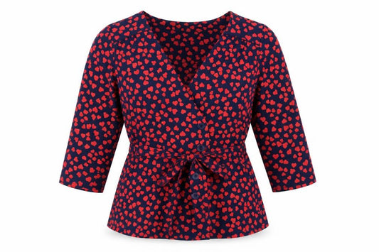Womens UK Size S Oasis Blue Wrap Blouse