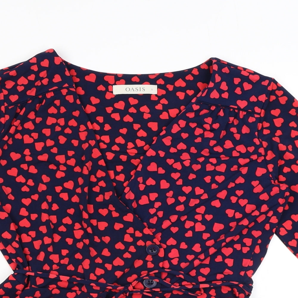 Womens UK Size S Oasis Blue Wrap Blouse