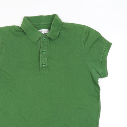 Nigel Hall Mens Green Polyester Polo Size S Collared Button