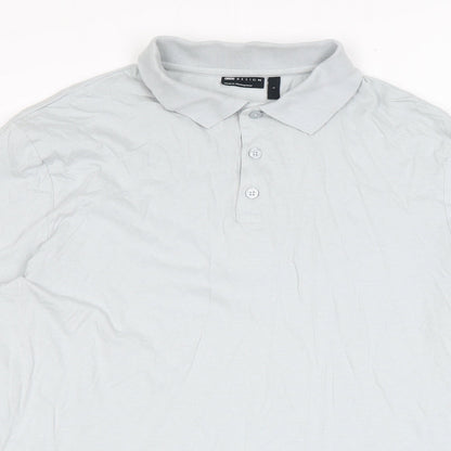 ASOS Mens Grey Cotton Polo Size L Collared Button