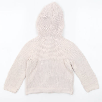 Gap Girls Pink Round Neck Cotton Full Zip Jumper Size 4 Years Zip - Hooded
