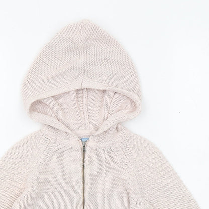 Gap Girls Pink Round Neck Cotton Full Zip Jumper Size 4 Years Zip - Hooded