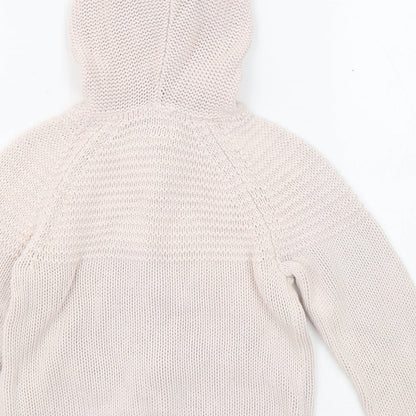 Gap Girls Pink Round Neck Cotton Full Zip Jumper Size 4 Years Zip - Hooded
