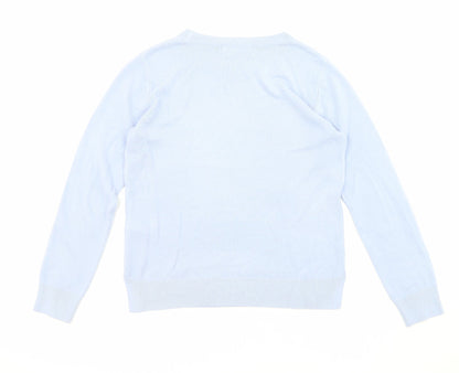 Marks and Spencer Womens Blue Round Neck Acrylic Pullover Jumper Size 10