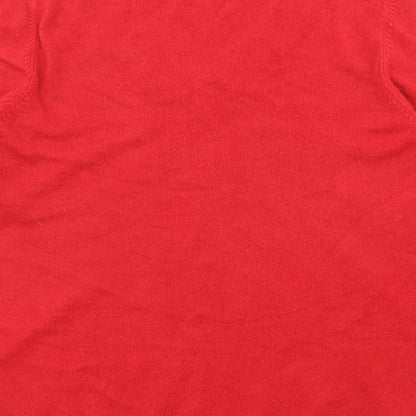 BHS Womens Red V-Neck Acrylic Pullover Jumper Size 12 - Embellished Neckline