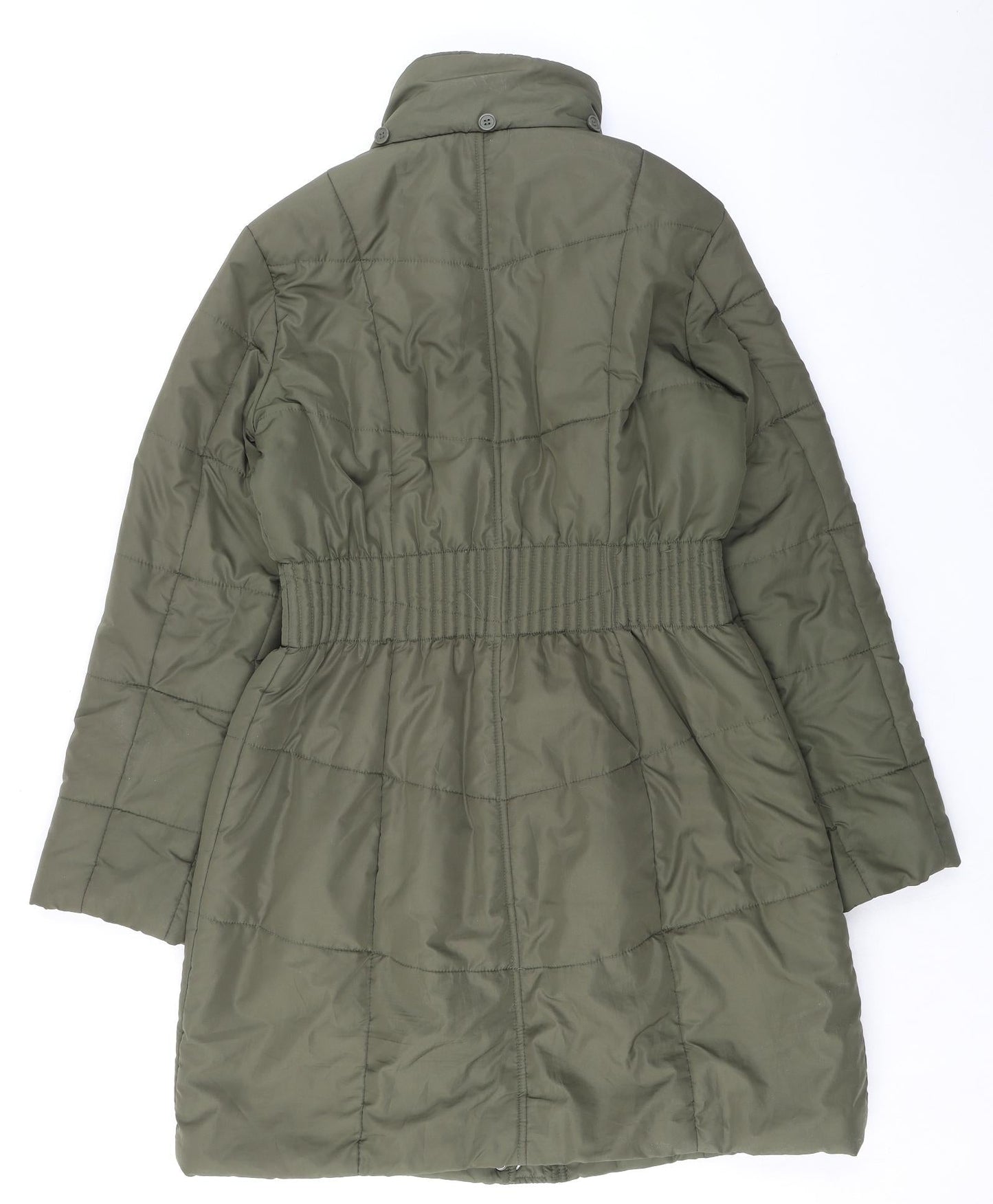 David Parry Womens Green Quilted Coat Size 12 Zip - Toggles