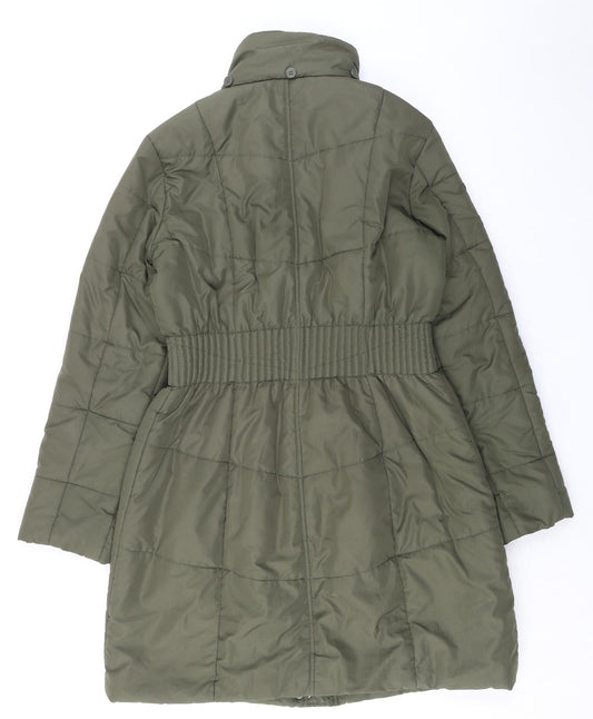 David Parry Womens Green Quilted Coat Size 12 Zip - Toggles