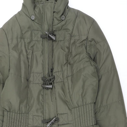 David Parry Womens Green Quilted Coat Size 12 Zip - Toggles