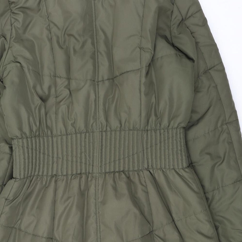 David Parry Womens Green Quilted Coat Size 12 Zip - Toggles