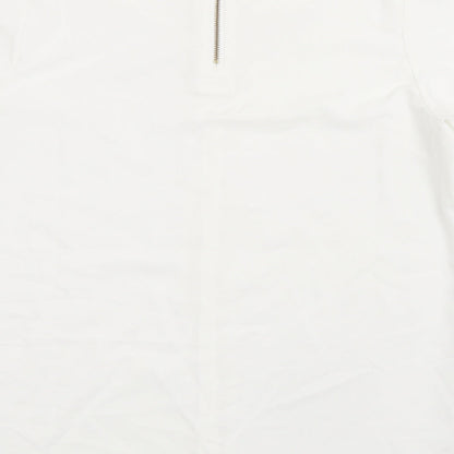 Brook Taverner Womens White Polyester Basic T-Shirt Size 8 Round Neck - Zip Back