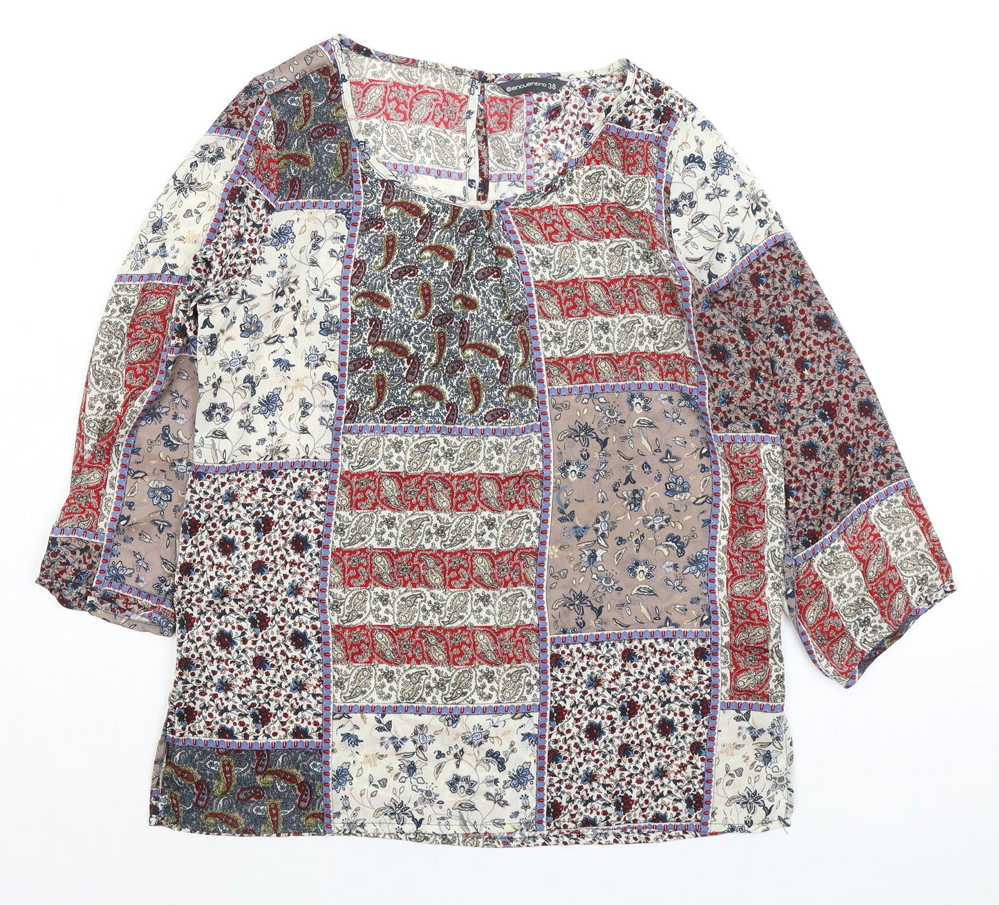 Womens UK Size 12 Encuentro Multicoloured Basic Blouse