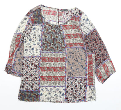 Womens UK Size 12 Encuentro Multicoloured Basic Blouse