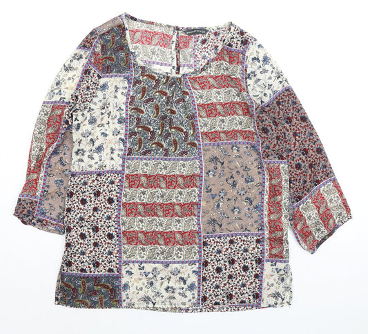 Womens UK Size 12 Encuentro Multicoloured Basic Blouse