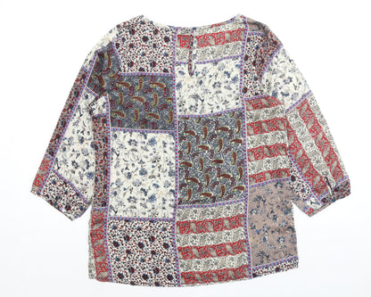 Womens UK Size 12 Encuentro Multicoloured Basic Blouse