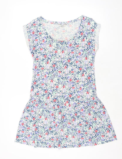 Marks and Spencer Womens Multicoloured Floral Viscose Mini Size 8 Boat Neck Pullover