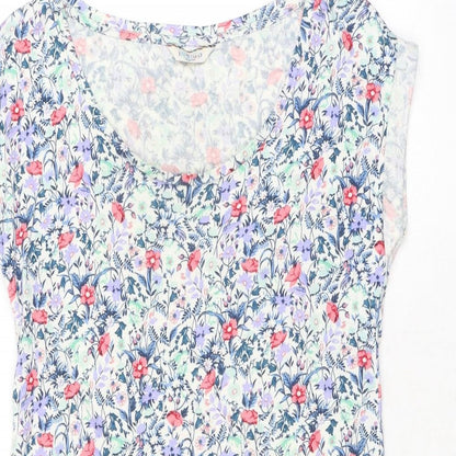 Marks and Spencer Womens Multicoloured Floral Viscose Mini Size 8 Boat Neck Pullover