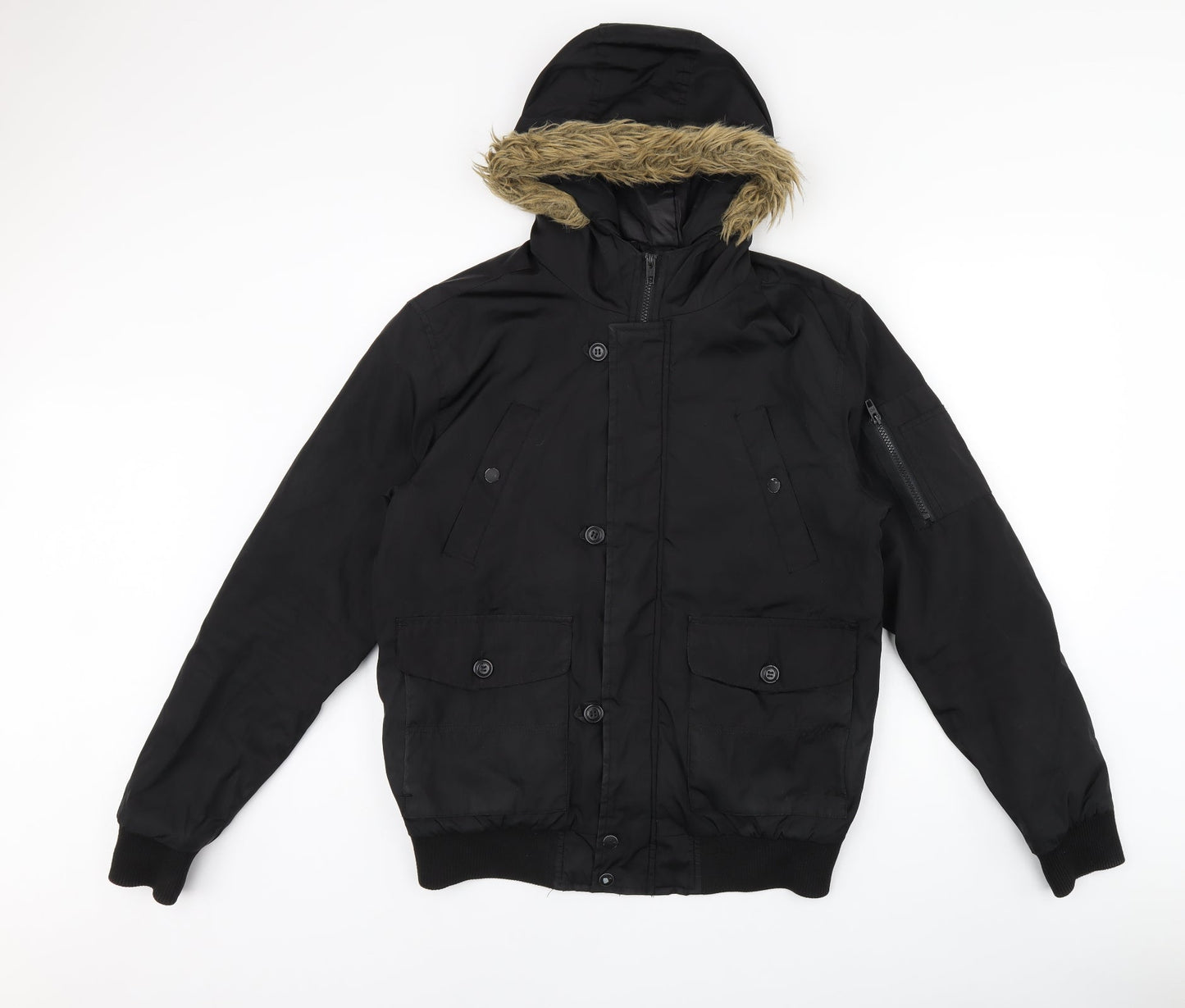Mens UK Size M French Connection Black Bomber Jacket