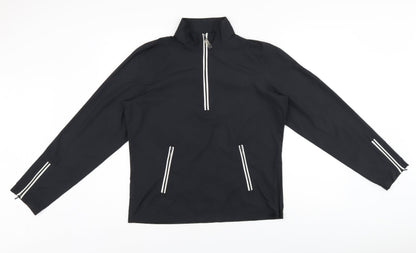 Ashworth Womens Black Polyester Pullover Sweatshirt Size S Zip
