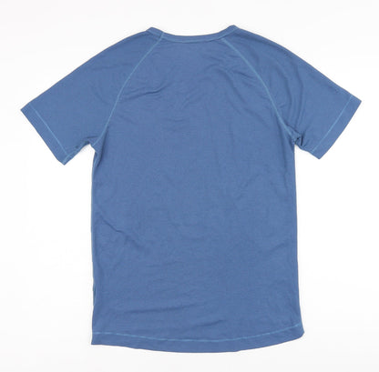 Odlo Womens Blue Polyester Pullover T-Shirt Size L Round Neck Pullover