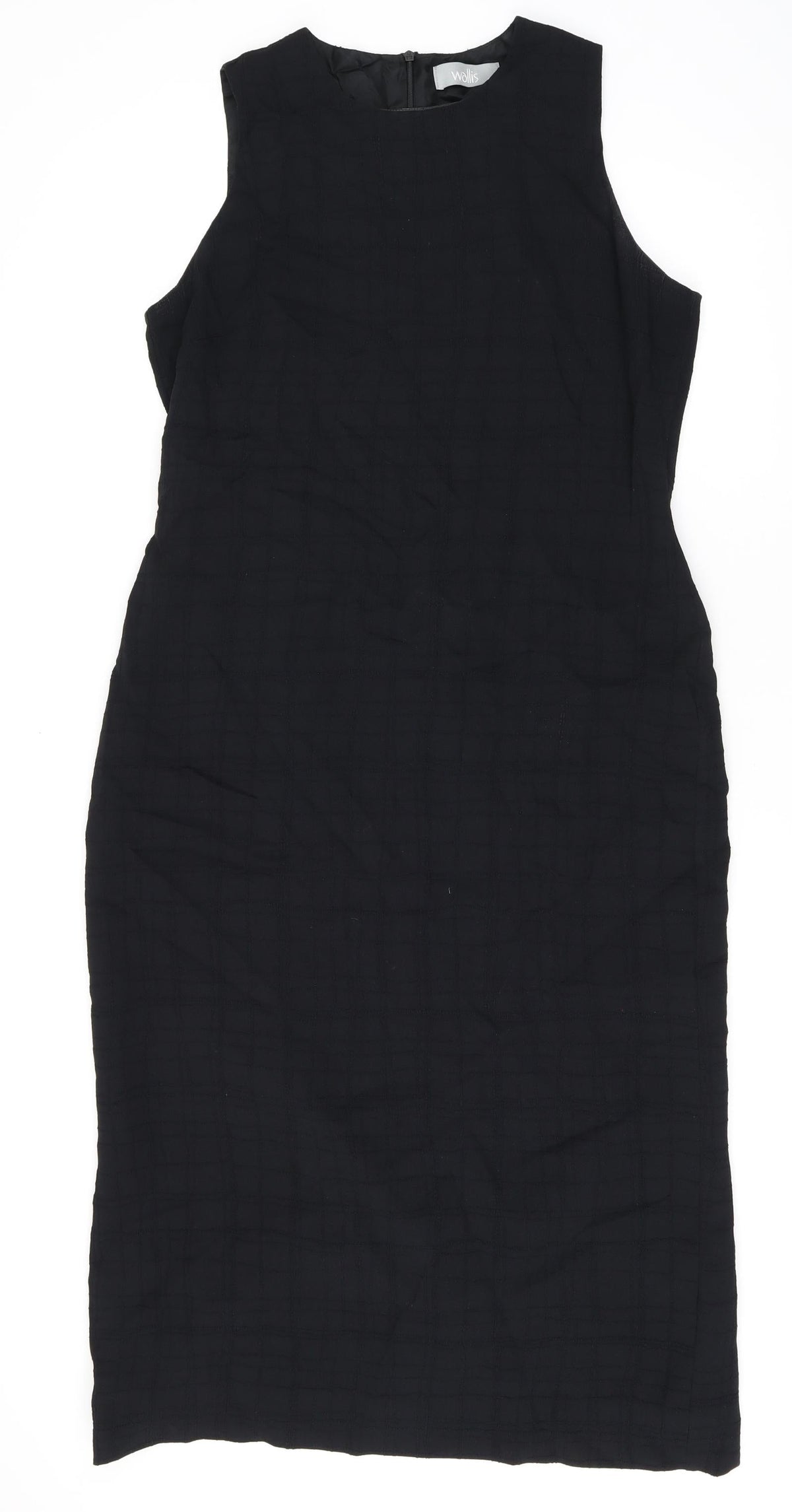 Wallis Womens Black Polyester Bodycon Size 14 Round Neck Zip