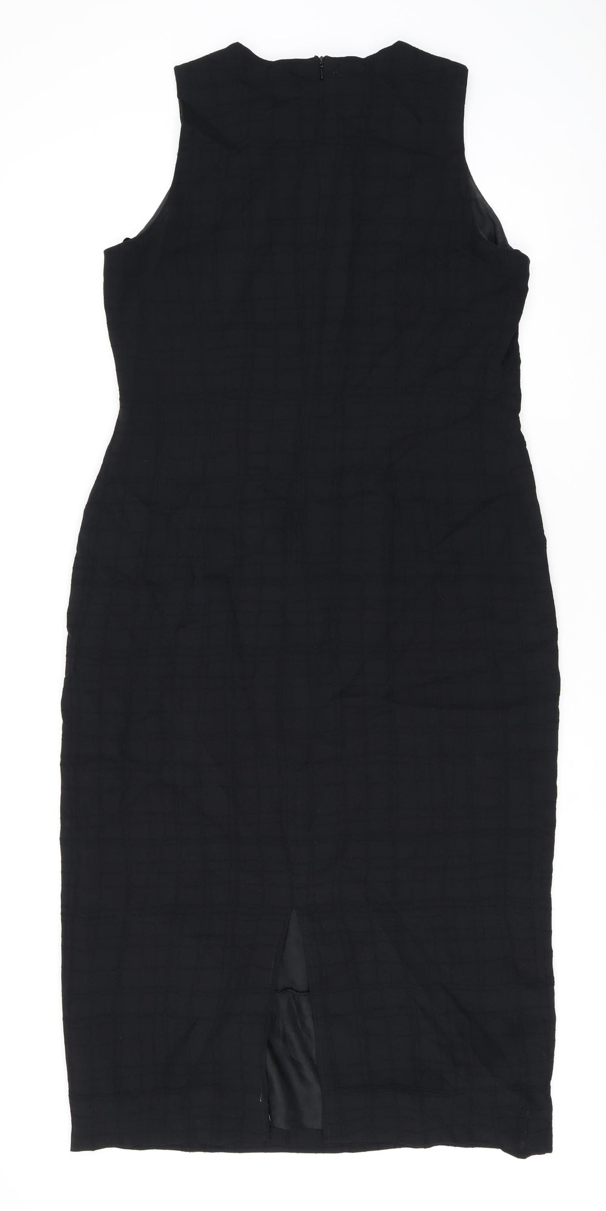 Wallis Womens Black Polyester Bodycon Size 14 Round Neck Zip