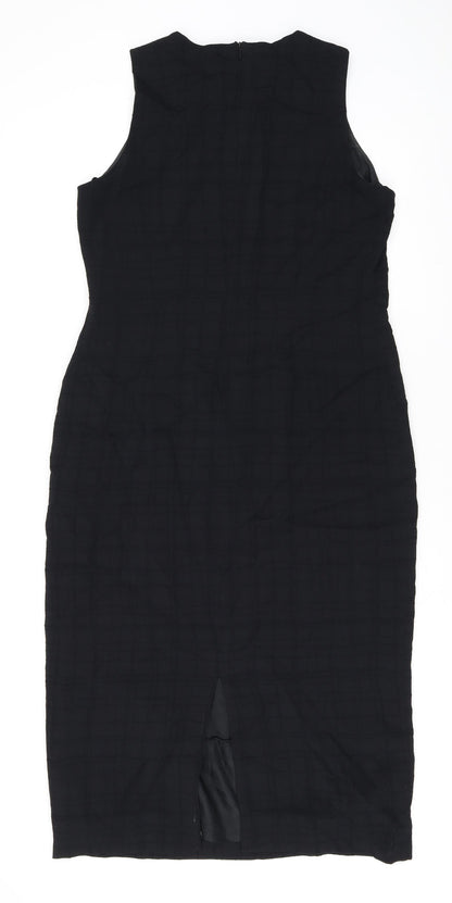 Wallis Womens Black Polyester Bodycon Size 14 Round Neck Zip
