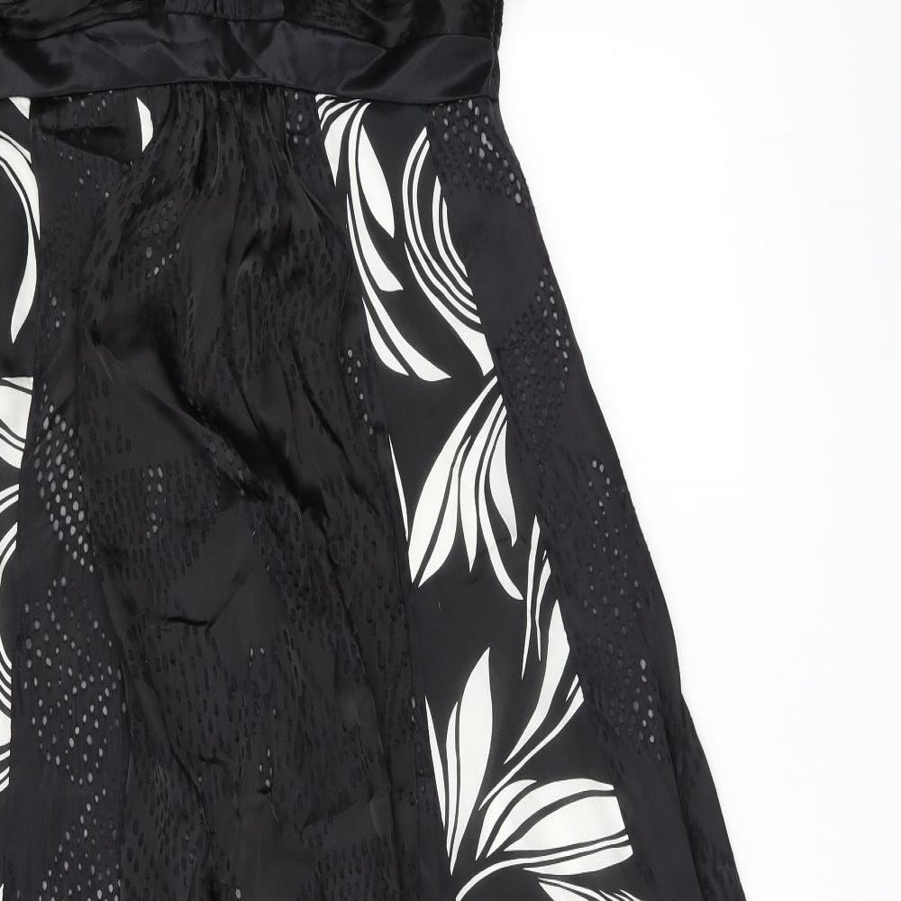 Monsoon Womens Black Geometric Viscose Maxi Size 12 Off the Shoulder Zip