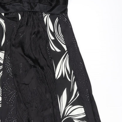 Monsoon Womens Black Geometric Viscose Maxi Size 12 Off the Shoulder Zip