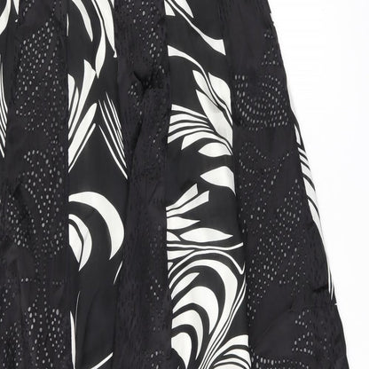 Monsoon Womens Black Geometric Viscose Maxi Size 12 Off the Shoulder Zip