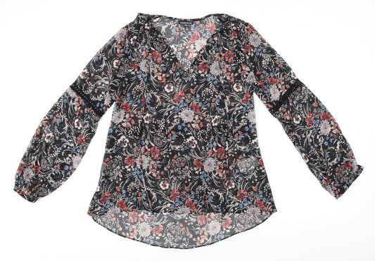 Womens UK Size 8 Warehouse Black Tunic Blouse