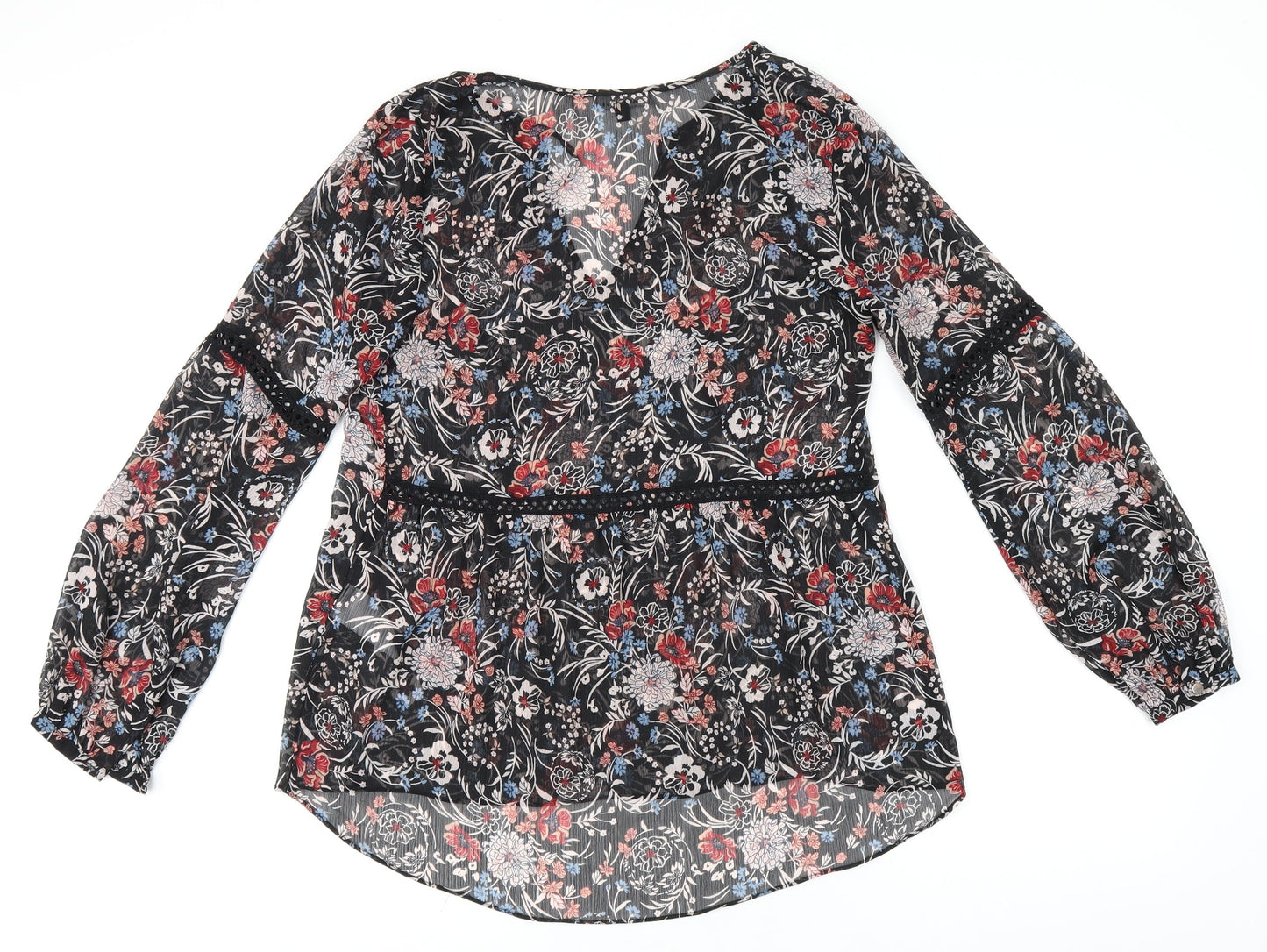 Womens UK Size 8 Warehouse Black Tunic Blouse