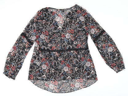 Womens UK Size 8 Warehouse Black Tunic Blouse