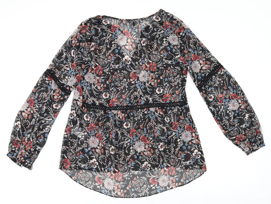 Womens UK Size 8 Warehouse Black Tunic Blouse
