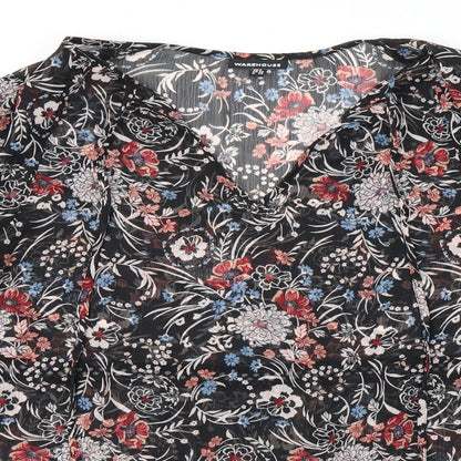 Womens UK Size 8 Warehouse Black Tunic Blouse