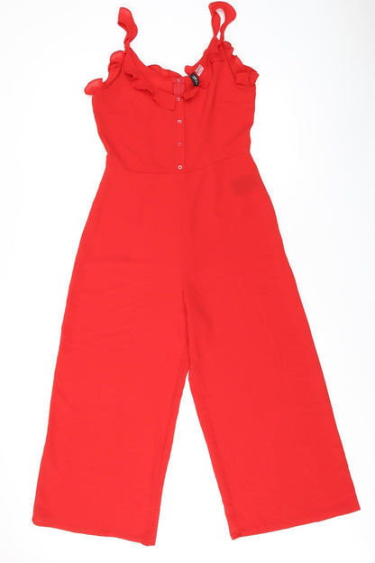 H&M Womens Red Polyester Jumpsuit One-Piece Size 6 L21 in Zip