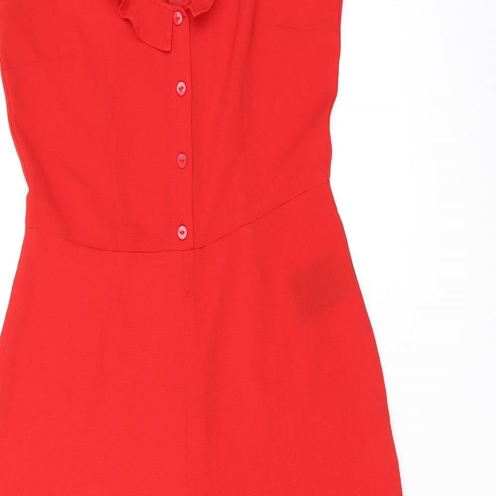 H&M Womens Red Polyester Jumpsuit One-Piece Size 6 L21 in Zip