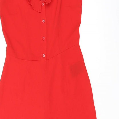 H&M Womens Red Polyester Jumpsuit One-Piece Size 6 L21 in Zip
