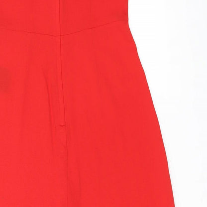 H&M Womens Red Polyester Jumpsuit One-Piece Size 6 L21 in Zip